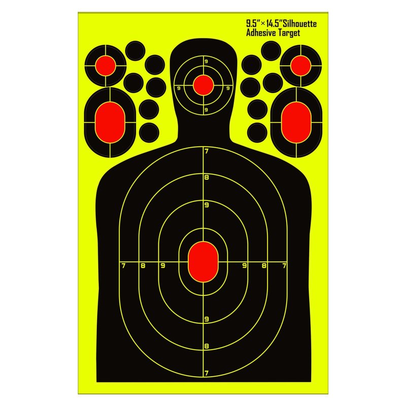 PTPHJEG 9.5x14.5 inch Silhouette Splatter Targets - Bright Fluorescent Yellow Easily seen on Impact When Hitting Target for BB Guns, airguns, Rifles, Indoor and Outdoor ranges (25 Pack)