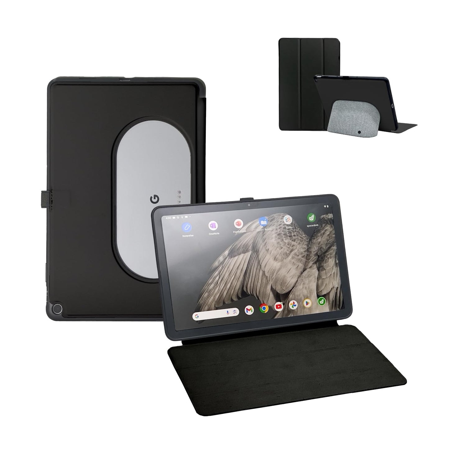 Penoval Google Pixel Tablet Case 11 inch (2023), Silicone Cover Case, Adjustable Viewing Angle, Easy Carry-on, Protective Cover Compatible with Charging Speaker Dock (Black)