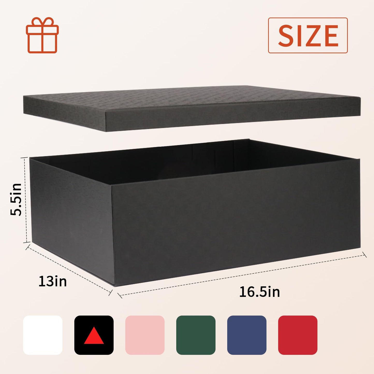 YINUOYOUJIA Large Gift Box 16.5x13x5.5 inches,Black Gift Boxes with Lids for Presents,Birthday,Valentine's Day,Mother's Day,Christmas,Anniversary