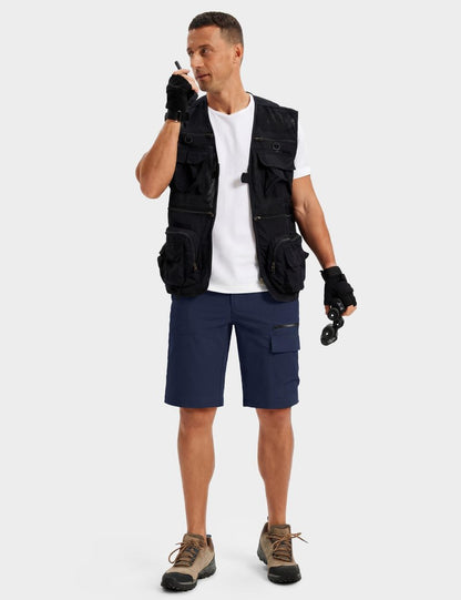 TACVASEN Mens Shorts Casual Cargo 10" Hiking Work Golf Shorts Waterproof Quick Dry Outdoor Summer Dress Travel Fishing Navy 30