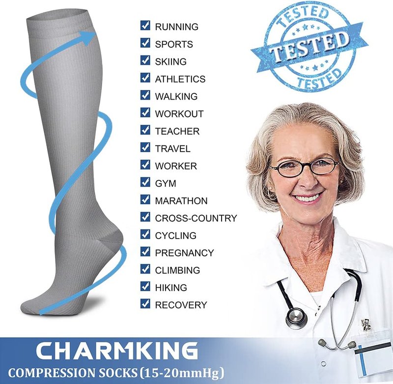 Compression Socks for Women & Men - 15-20 mmHg Circulation Support | 8 Pairs for Athletic Cycling