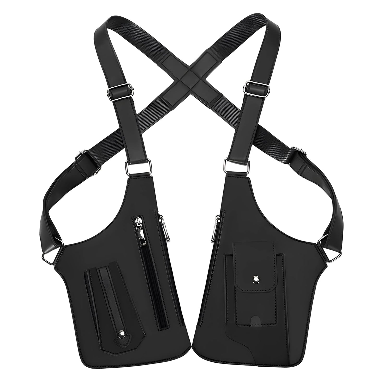 Pawbena Double Shoulder Armpit Bag for Men, Anti-Theft Underarm Shoulder Holster Bag with Adjustable Strap, Hidden Phone Wallet Pocket for Travel & Daily Commute (Black)