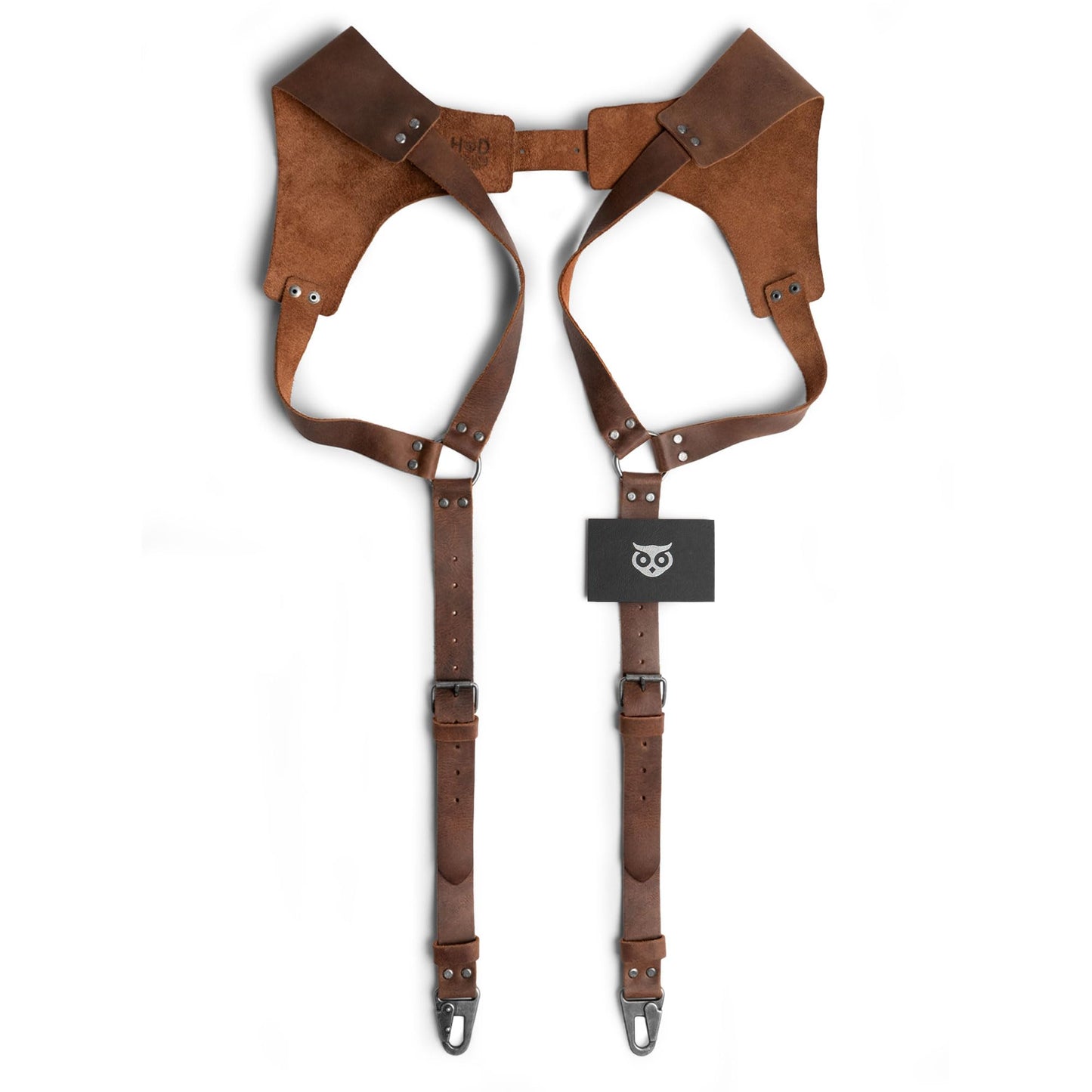 Hide & Drink Renaissance Suspenders for Men, Heavy Duty Mens Leather Suspenders, Western, Steampunk Style, Hipster, Ideal for Dress Pants Jeans Wedding Groomsmen, Brown Leather Back Support Harness