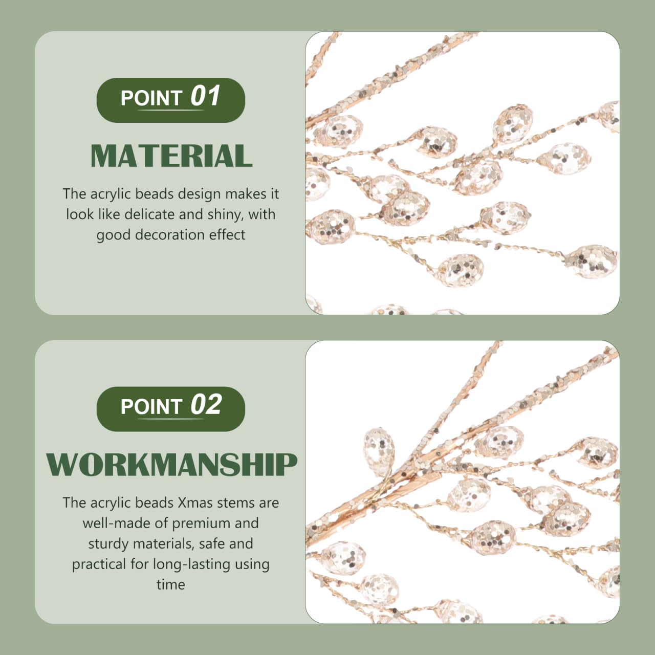 Homoyoyo 2PCS Crystal Christmas Tree Picks Artificial Crystal Picks for Christmas Tree Home Wedding Party Home Decoration DIY Crafts Wreaths Bridal Bouquets Decors Clear