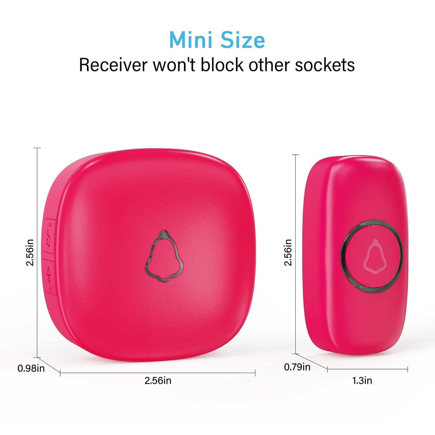 SECRUI Wireless Doorbells for Home, Classrooms, Apartments, Businesses, etc. Easy to Use, Adjustable Volume, 58 Chimes, Colorful LED, Waterproof, 1000Ft Range, M520+F55, Rose Red