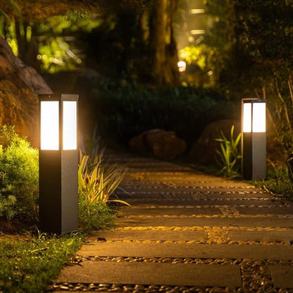 Outdoor Landscape Path Light E26 Bollard Lighting Fixture IP54 Waterproof Pathway Light with Stainless Steel Garden Floor Lamp Outdoor Walkway Lights for Lawn Courtyard Driveway Decoration