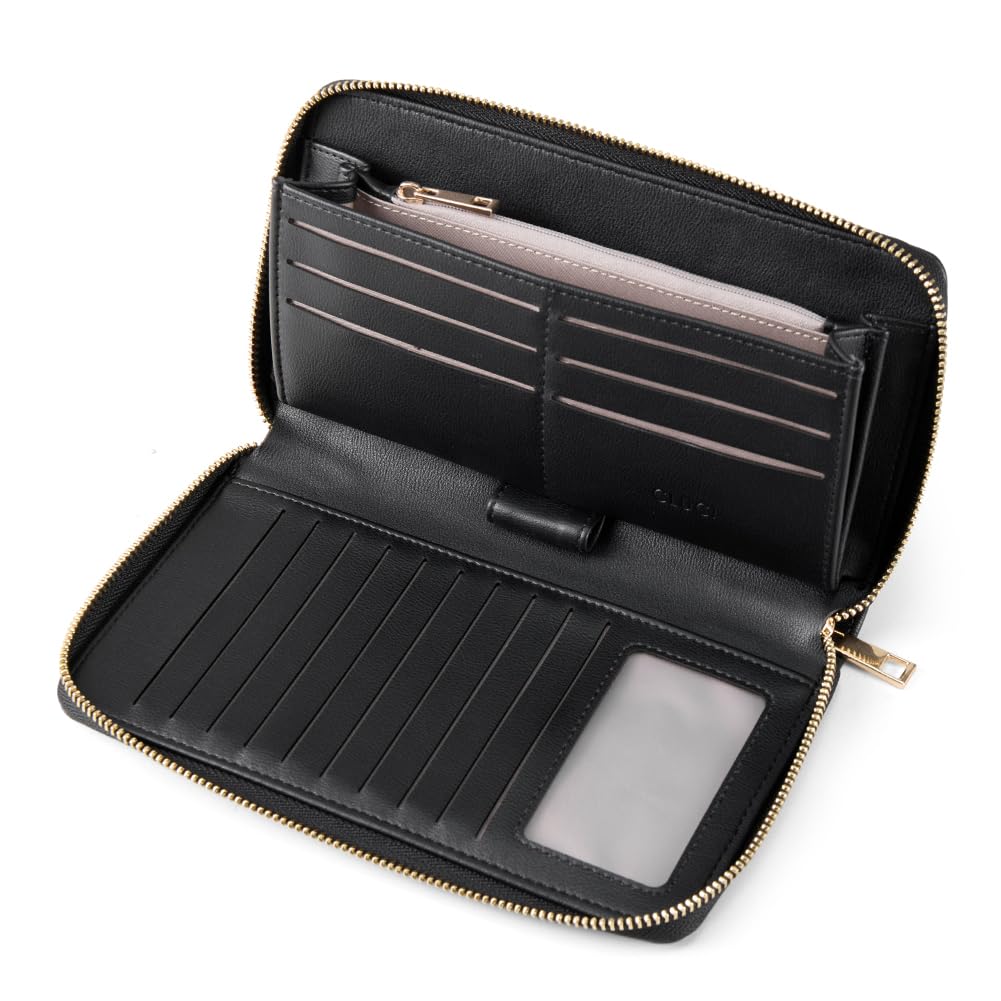 CLUCI Women's Large PU Leather Wristlet Wallet Purse with RFID Blocking Zip Around Card Holder Ladies Travel Clutch