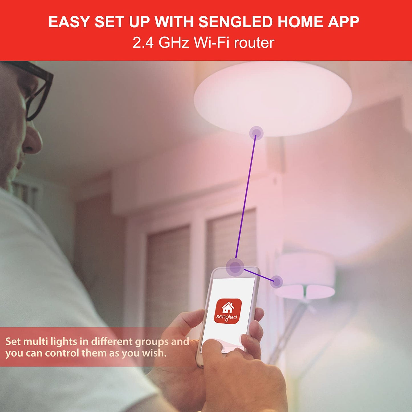 Sengled WiFi Color Changing Light Bulb, Alexa Smart Light Bulbs that Compatible with Alexa & Google Assistant, A19 RGB No Hub Required, 75 W Equivalent 800LM CRI>90, Set of 4