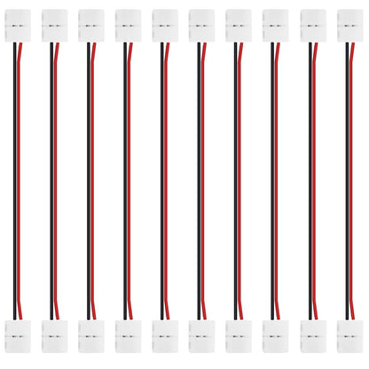 LightingWill 10pcs/Pack Strip to Strip with Wire Solderless Snap Down 2Pin Conductor LED Strip Connector for 8mm Wide 3528 2835 Single Color Flex LED Strips