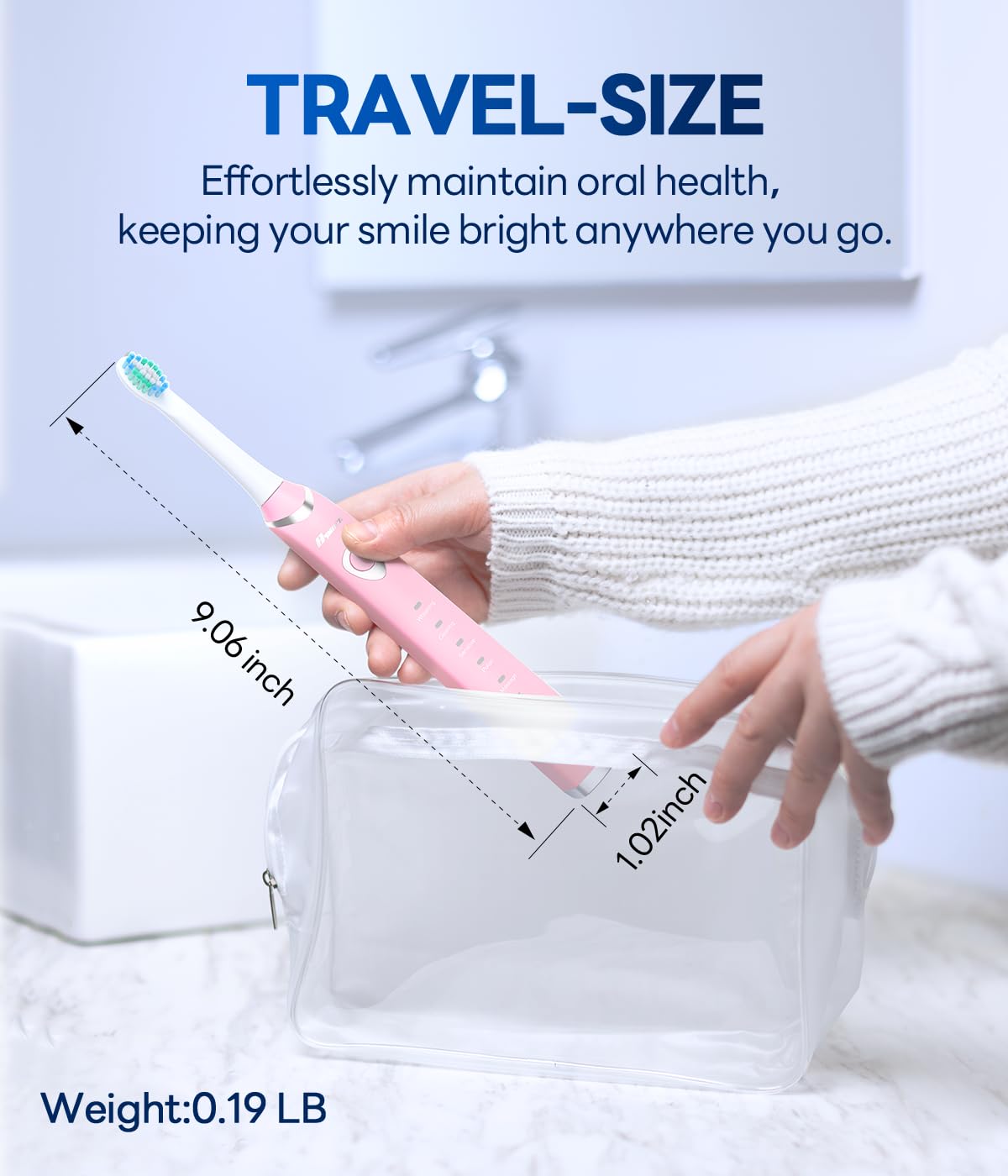 Bymore Electric Toothbrush for Adults,Travel Sonic Toothbrush with 8 Replacement Heads, Ultra Clean Rechargeable Toothbrush Portable One Charge for 330days 5 Modes 2mins Timer-Black