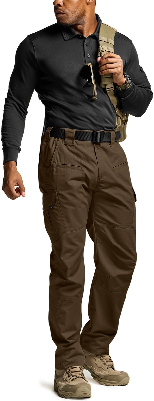 CQR Men's Tactical Pants, Water Resistant Ripstop Cargo Pants, Lightweight EDC Work Hiking Pants, Outdoor Apparel, Raider Tundra, 38W x 32L
