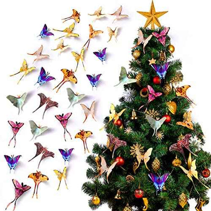 Rtteri 63 Pcs 3D Butterfly Moth Wall Decor Butterfly Wall Stickers Butterflies Decals Removable Double Sided Decal Reusable Mural Stickers Set Fairycore Moth for Party Wedding Room Christmas Decor