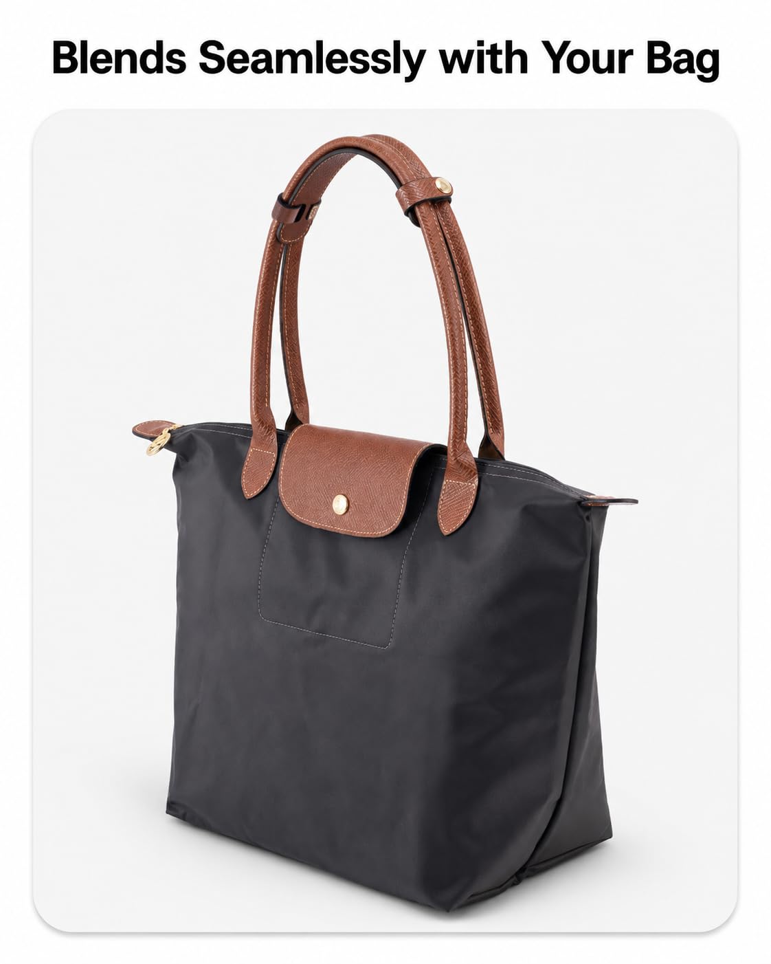 Shoulder Strap Pad Compatible with Longchamp Le Pliage Original Tote Bags – Upgraded Anti-Slip, Pressure-Relief & Wear-Protection Design, Premium Leather, Brown