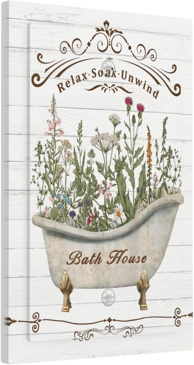 Rustic Farmhouse Wooden Board Botanical Flower 1 Gang Light Switch Cover No Device Wall Plate Decorative Single Blank Switchplate Electrical Faceplate for Bathroom Bedroom Art Panel Decorate