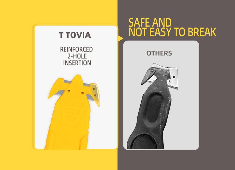 Safety Box Cutter T TOVIA Stainless Steel Concealed Blade Package Opener 10 Pcs for Tape Splitter, Cartons, Cardboard, Wrap, Straps, Film (10 pcs - Yellow)