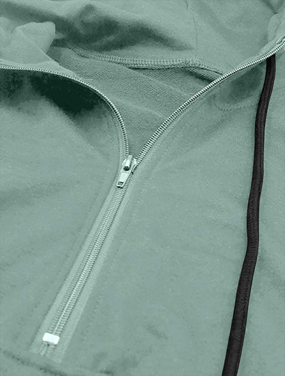 Fallorchid Womens Quarter Zip Pullover Hoodies Casual Long Sleeve Sweatshits with Pocket (Mint, Small)