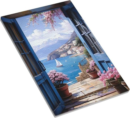 Decorative Art Light Switch Covers Seaside Window View 1 Gang No Device Blank Switchplate Electrical Faceplate for Home Decor