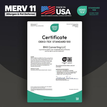 BNX TruFilter 20x22x1 Air Filter MERV 11 (4-Pack) - MADE IN USA - Allergen Defense Electrostatic Pleated Air Conditioner HVAC AC Furnace Filters for Allergies, Dust, Pet, Smoke, Allergy MPR 1200 FPR 7