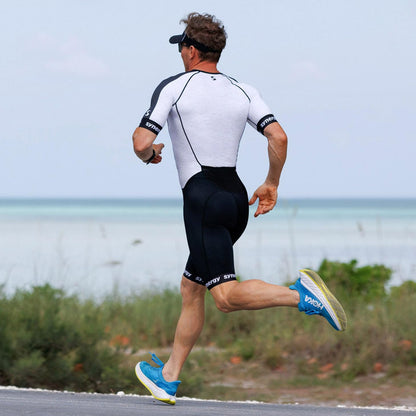 Synergy Cycling Skinsuit - Men's Pro Short Sleeve Tri Suit (Hatch White, X-Large)