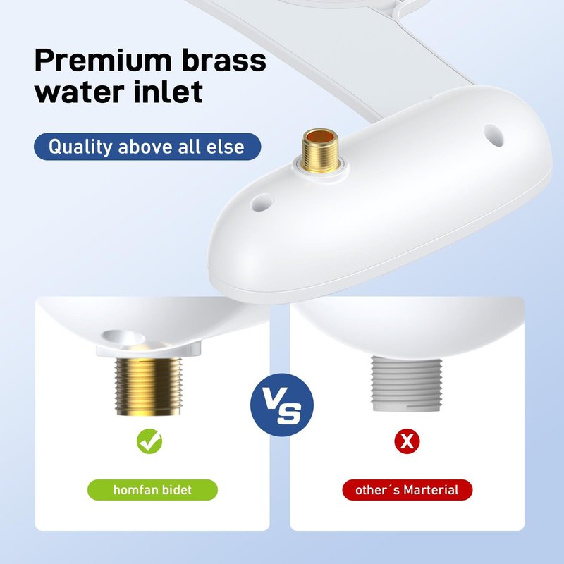 Homfan Toilet Bidet Attachment, Non-Electric Dual Nozzle (Feminine/Bidet Wash), Self-Cleaning Fresh Cold Water Sprayer Bidets for Toilets with Adjustable Water Pressure (Dual Knob, Chrome)