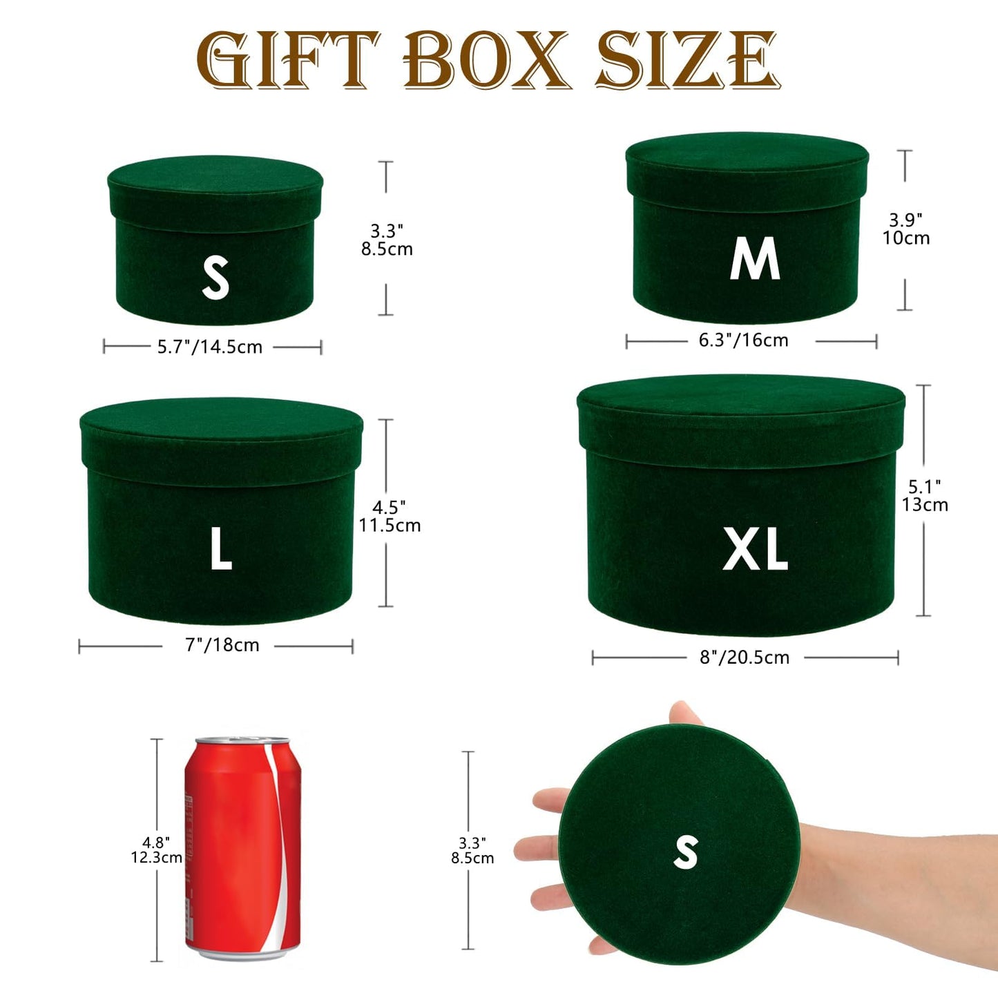 GnFlus Round Gift Boxes with Lids for Presents Set of 4 Green Velvet Nesting Gifts Box for Arrangements Flowers Wedding Birthday Valentines Bridesmaid Christmas Party Anniversary