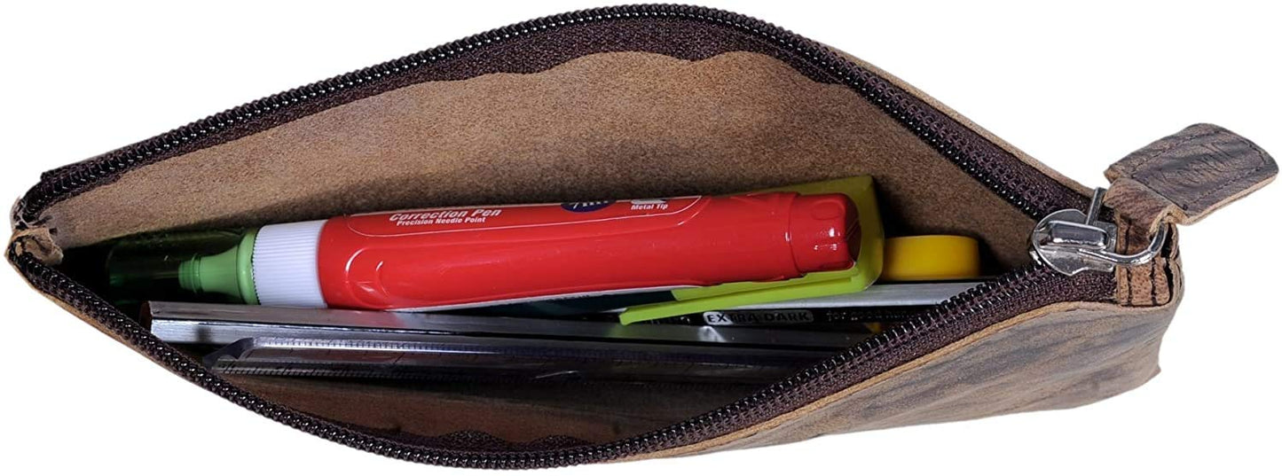 Leather Pencil pouch pen case zippered pencil case Sleeve Elegant and practical for artists. Perfect for office by KomalC