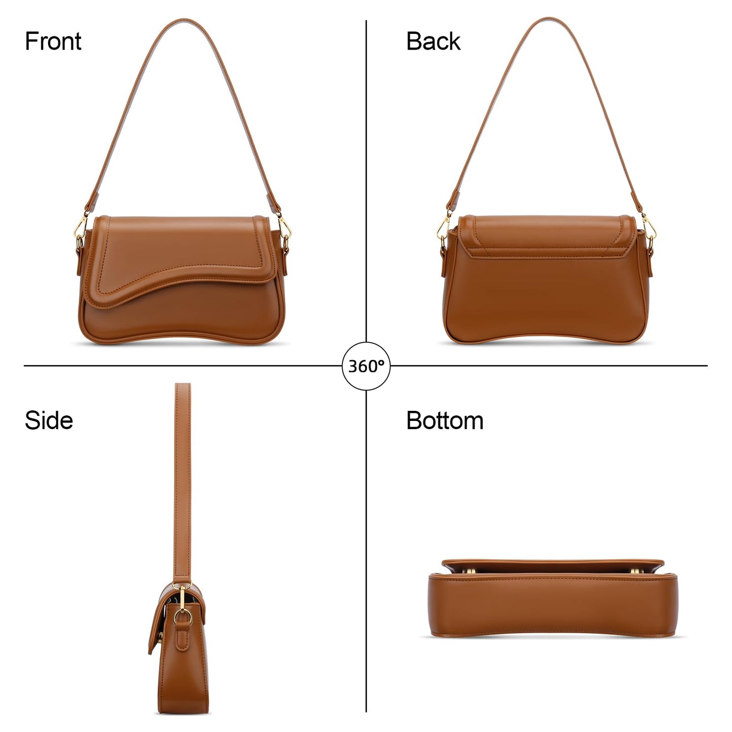 KKXIU Shoulder Bag for Women Small Clutch Purses Cute Hobo Handbag Trendy Underarm Bag-Brown