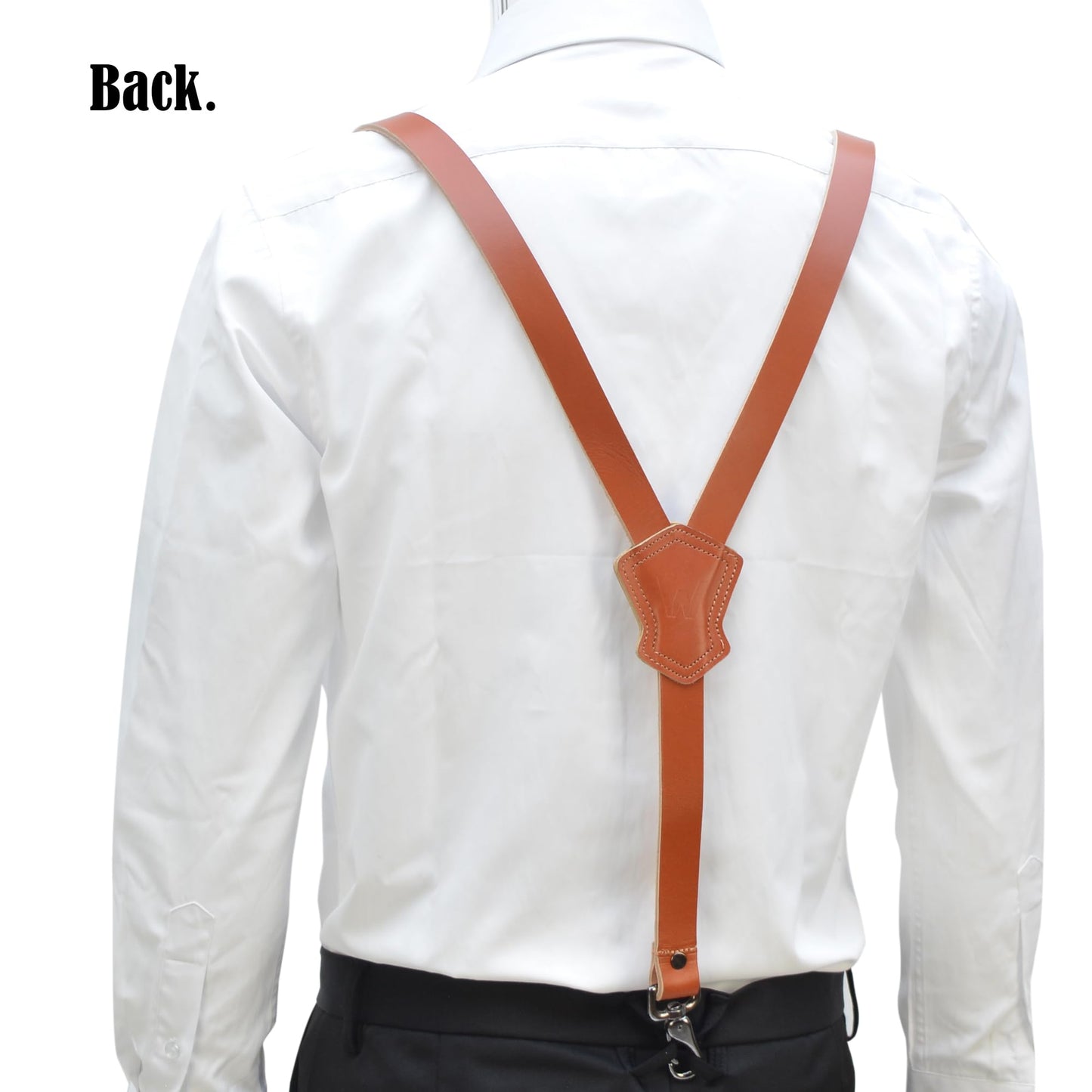 WELKINLAND Buffalo Leather Suspenders - Heavy Duty Work Suspenders for Men, Brown Leather with Hooks