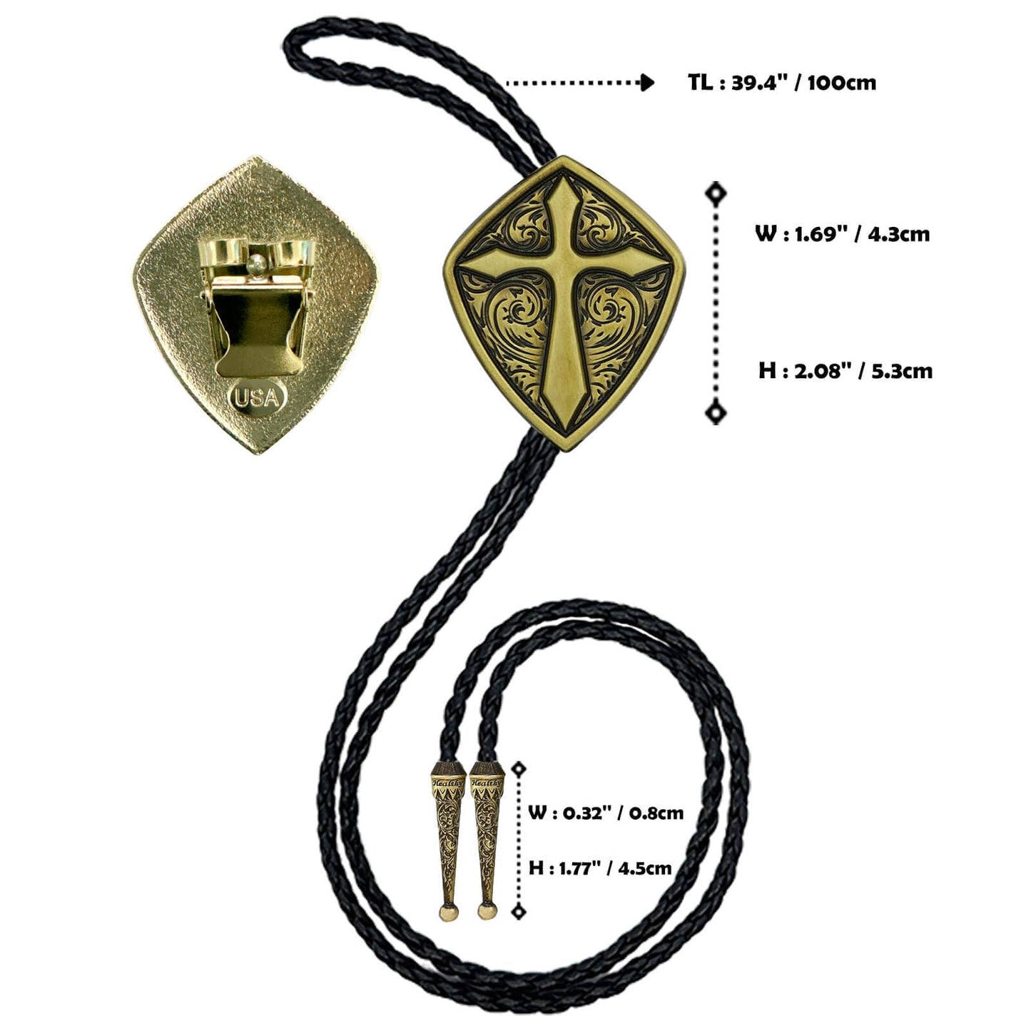 HLYMPONY Bolo Tie for Men Western Cowboy Cowgirl Vintage Native American Cross Bolo Tie for Women (Bronze)