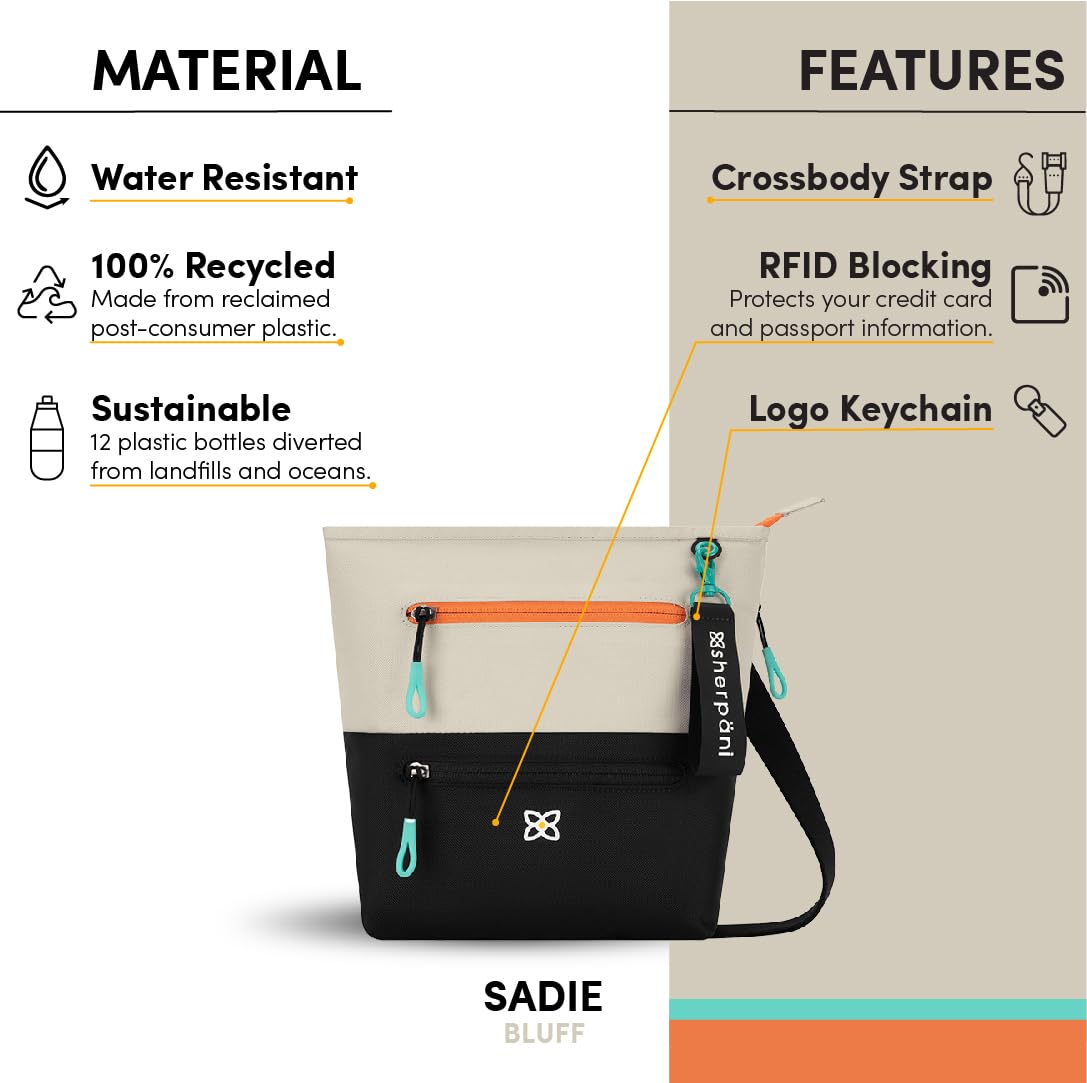 Sherpani Sadie, Nylon Crossbody Bag, Lightweight Shoulder Bag, Travel Cross Body, Crossbody Purse for Women, RFID Protection, Removable Coin Purse, Travel Gift (Chromatic Classic)