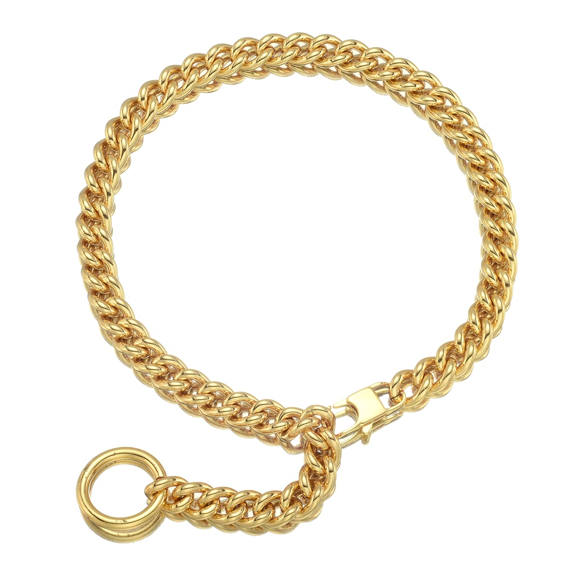 Jxlepe Womens Choker Chain 18K Gold Cuban Link Adjustable with O Ring Belt tail 0.4inch wide Punk Rock Stainless Steel Gift for her Sexy Pendant Xxxt.Necklace