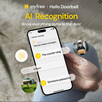 Doorbell Camera Wireless Video Doorbell with Chime, AI Motion Detection Doorbells with 2.4/ 5Ghz WiFi,Solar Assist Battery, HDR Night Vision,Long Distance 2-Way Talk, Local/AWS Cloud Storage