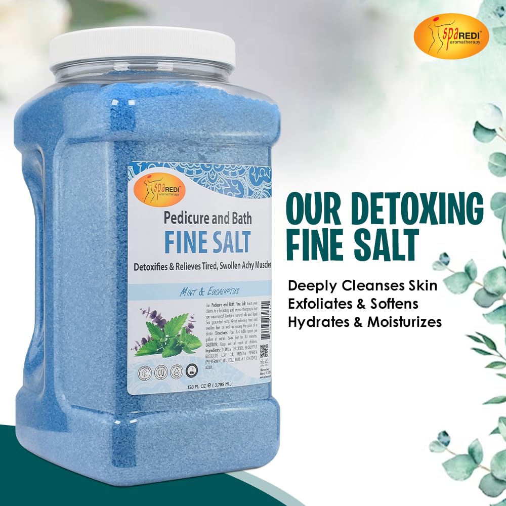 SPA REDI - Detox Foot Soak Pedicure and Bath Fine Salt, Lavender and Wildflower, 128 Oz - Made with Dead Sea Salts, Argan Oil, Coconut Oil, and Essential Oil, Hydrates, Softens and Moisturizes