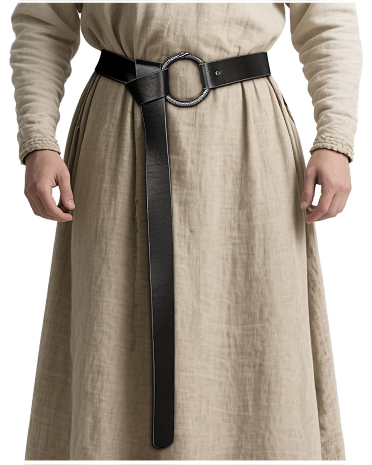 L'VOW Medieval Leather Belt Renaissance Pirate Viking Belt Women Men LARP Accessory, Black