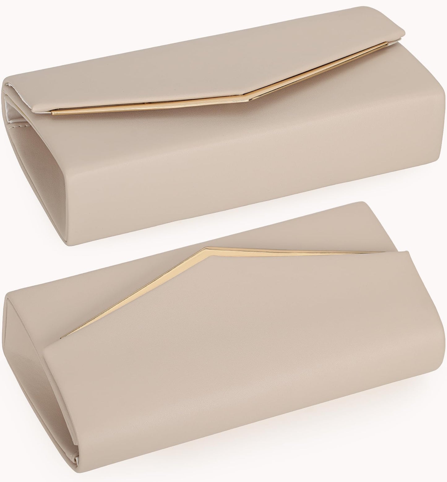 Women’s Evening Handbag Vegan Leather Ladies Envelope Clutch Classic Elegant Purse Bags Beige