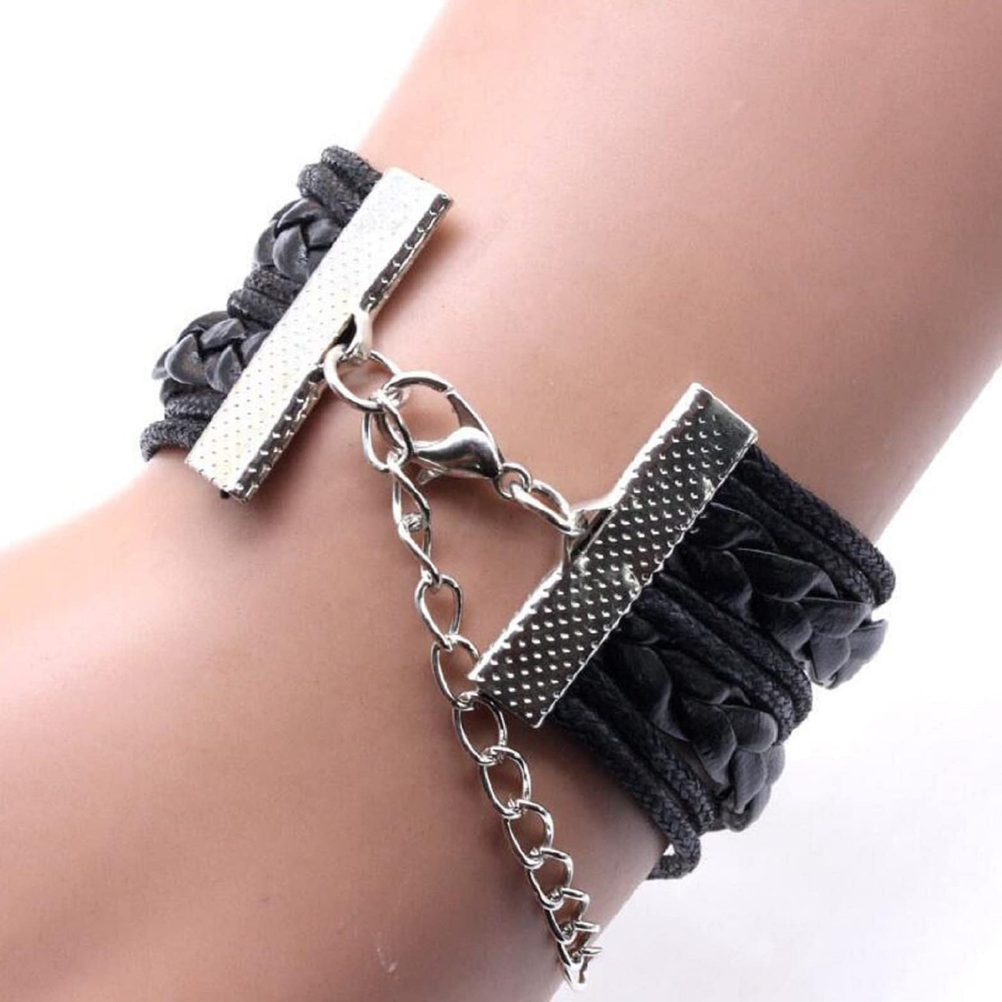 MIAO JIN 12PCS 25mm adjustable round Cabochon Bezel Disc Rough bracelet leatherette Bracelet Bezel set for hand crafted bracelets