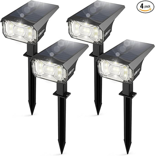 Solar Spot Lights Outdoor,IP65 Waterproof 40 LEDs Landscape Spotlights,USB & Solar Powered Wall Lights,3 Modes Outdoor Solar Garden Lights for Yard Porch 4 Pack