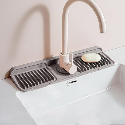 Longer Silicone Faucet Mat for Kitchen Sink – Button Style Faucet Drip Catcher