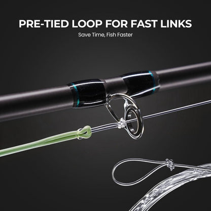 Piscifun Fly Fishing Leader with Pre-Tied Loop, Tapered Fly Line Leader, Nylon, Clear, 7.5ft, 6 Pack, 2X