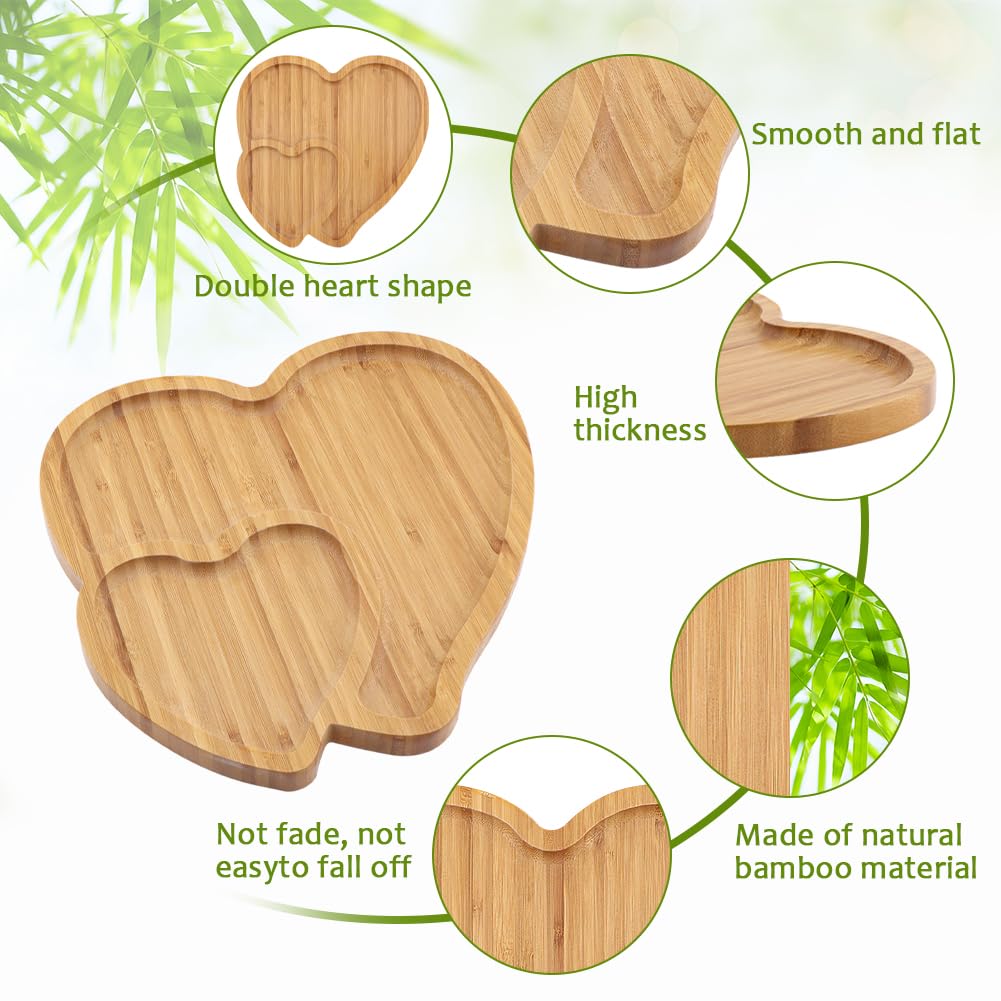 Wooden Serving Tray Heart Shaped Cheese Board Salad Plate Dinner Plate Cake Plate Decorative Serving Platter Plate for Snack Candy Food Fruit Decor (Size:10.63x10.63x0.63inch)