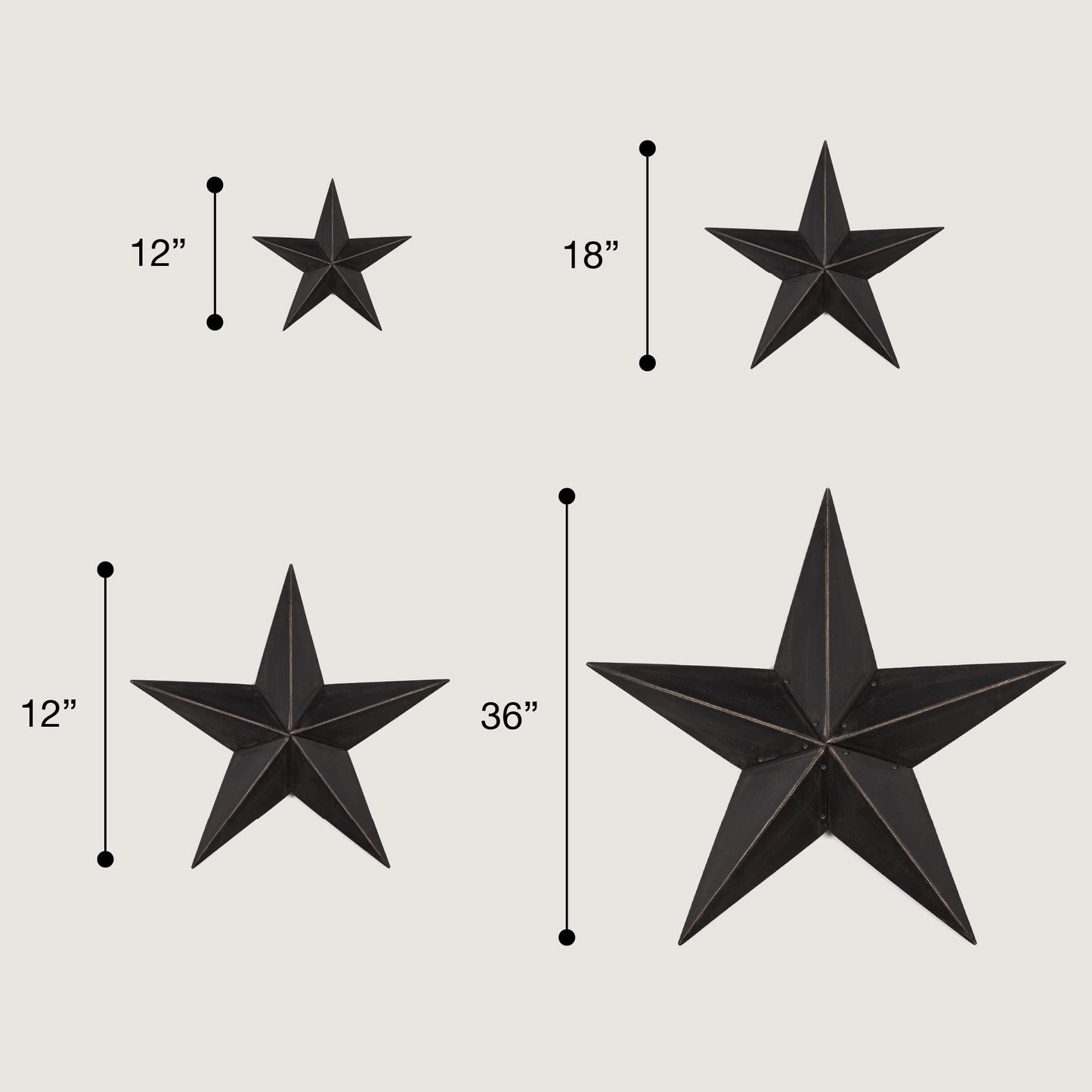 The Hearthside Collection CWI Gifts Metal Barn Star - 36 inch Galvanized Hanging Star - Farmhouse Wall Decor - Black