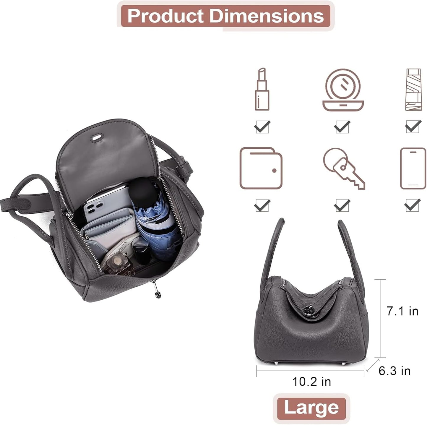 POPSEWING DIY Bag Kit, Leather Shoulder Bag Kit (Large, Navy Blue)