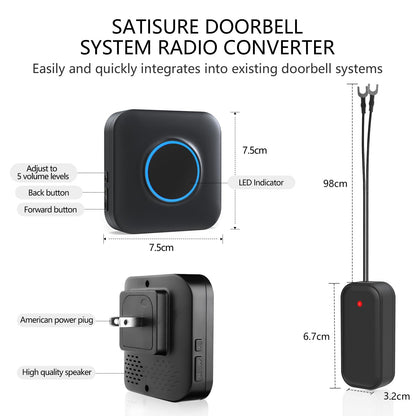 Satisure Wireless Doorbell Chime Video Doorbell Extender - Compatible with Blink Video Doorbell and Blink Video Doorbell (2nd Gen) (1 Video Doorbell Extender 2 Receiver）