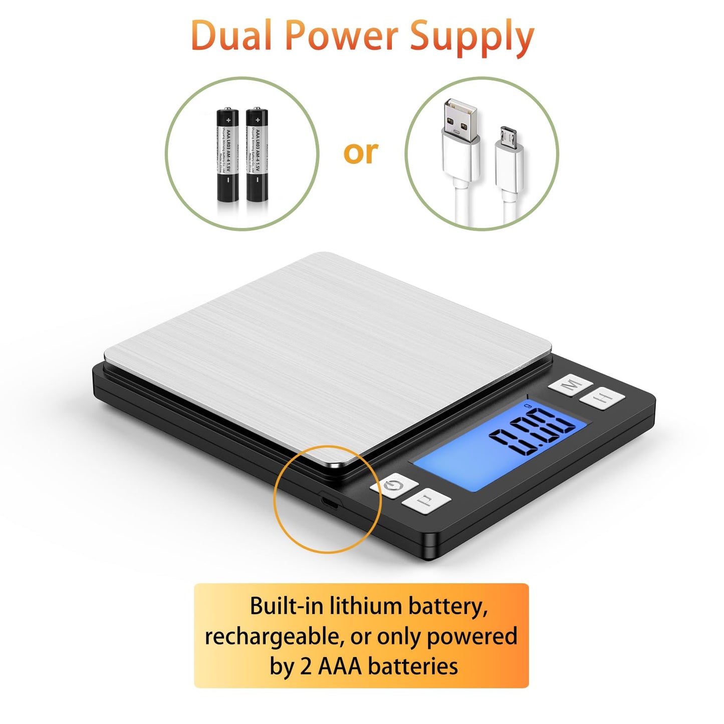 BOMATA 0.01g Small Digital Gram Scale, USB Rechargeable, Upgraded 1kg Jewelry Scale with Larger Display and Hold Function, High Precision, Grams and oz for Herb, Coin, Powder, Yeast, Kitchen Black
