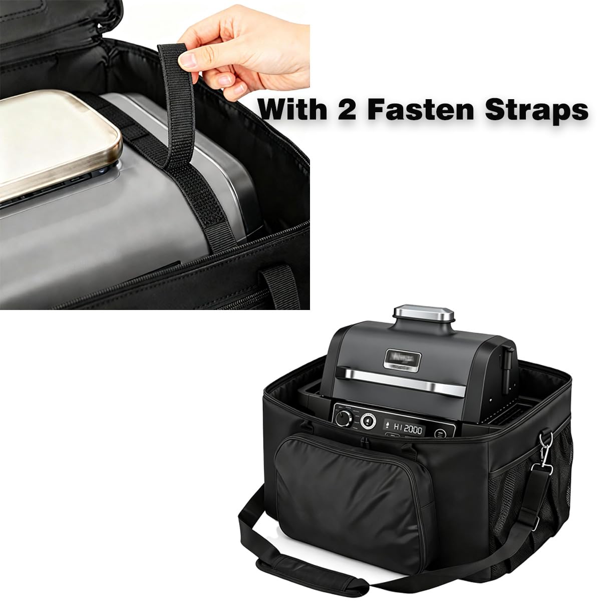 Gawinco Carry Bag for Ninja Pizza Oven OO100 Series, Water-Resistant Padded Carrying Case with Multi-Pockets and Shoulder Straps, Black