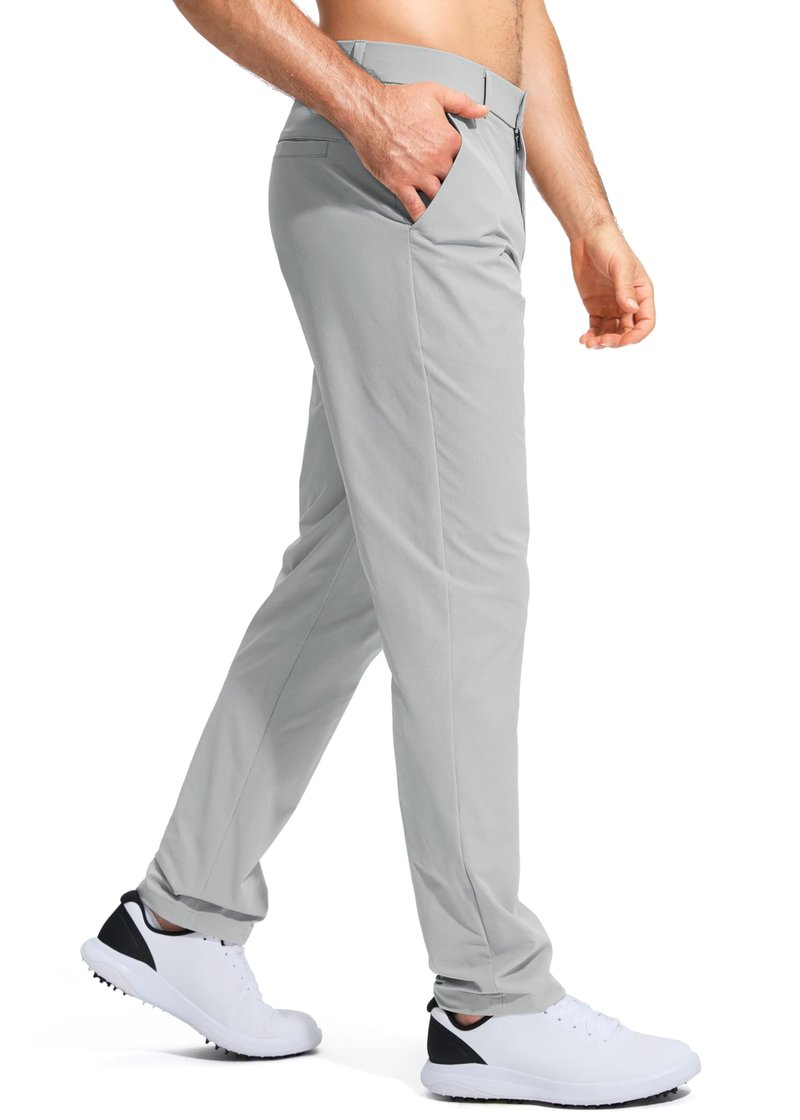 Pudolla Dress Pants for Men Golf Pants Stretch Work Dress Comfy Pants 34 Lightweight Quick Dry Casual Slacks Trousers(Bright Gray 33Wx34L)