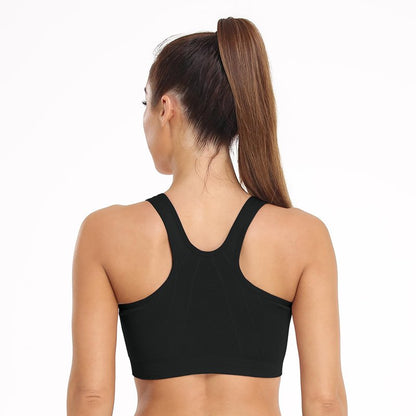 Women's Zip Front Sports Bra Wireless Post-Surgery Bra Zipped Yoga Racerback Sports Bras Plus Size Sports Bra Pack Mastectomy Bras for Women Front Closure Bra (Medium, 3 Pack(Black+White+Grey))