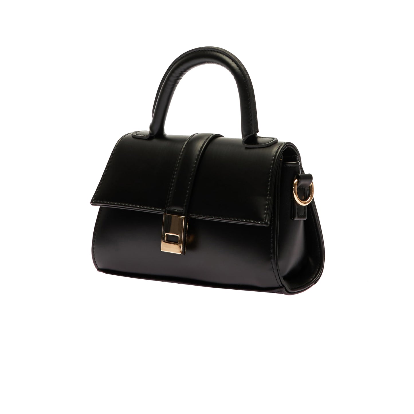 MOON CANTA Mini Crossbody Bag for Women – Small Faux Leather Shoulder Purse with Gold Lock, Elegant Design for Daily Use & Parties (Black)