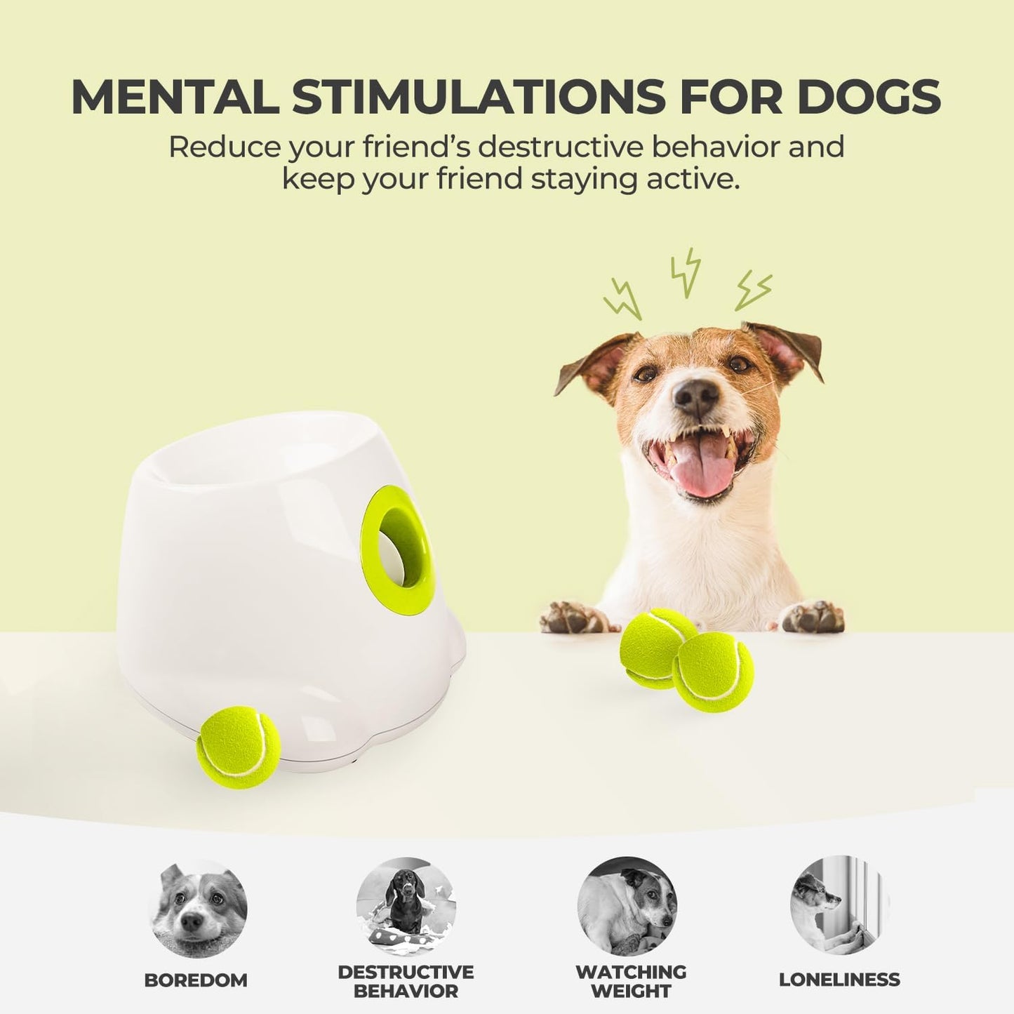 AFP Automatic Ball Launcher for Dogs Interactive Puppy Pet Ball Indoor Thrower Fetch Machine, 3 Balls Included (2 inch) for Small to Medium Dogs