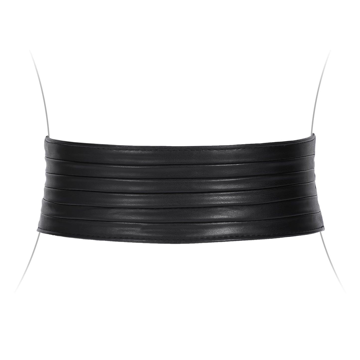 SANSTHS Women Wide Elastic Belts for Dresses Vintage Fashion Stretchy Waist Belts Ladies Cinch Belts Leather Waistband,Black,S